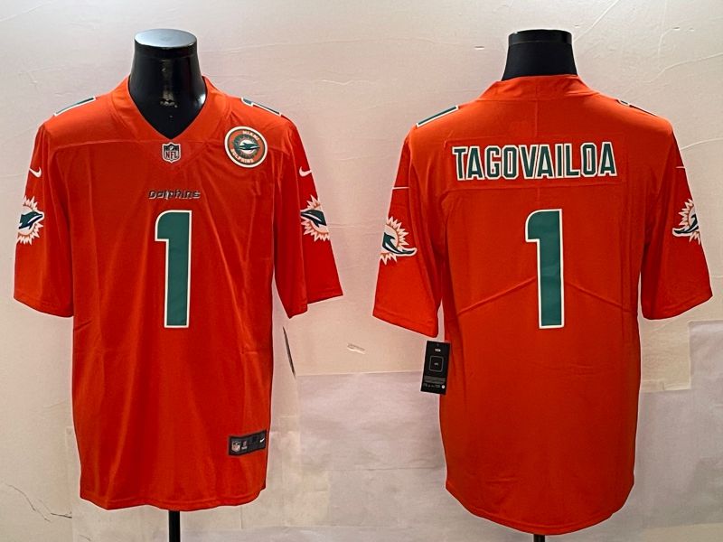 Men Miami Dolphins #1 Tagovailoa Orange Second generation 2024 Nike Limited NFL Jersey style 2->miami dolphins->NFL Jersey